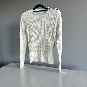 Charter Club Metallic Gold Cable Knit Crewneck Sweater